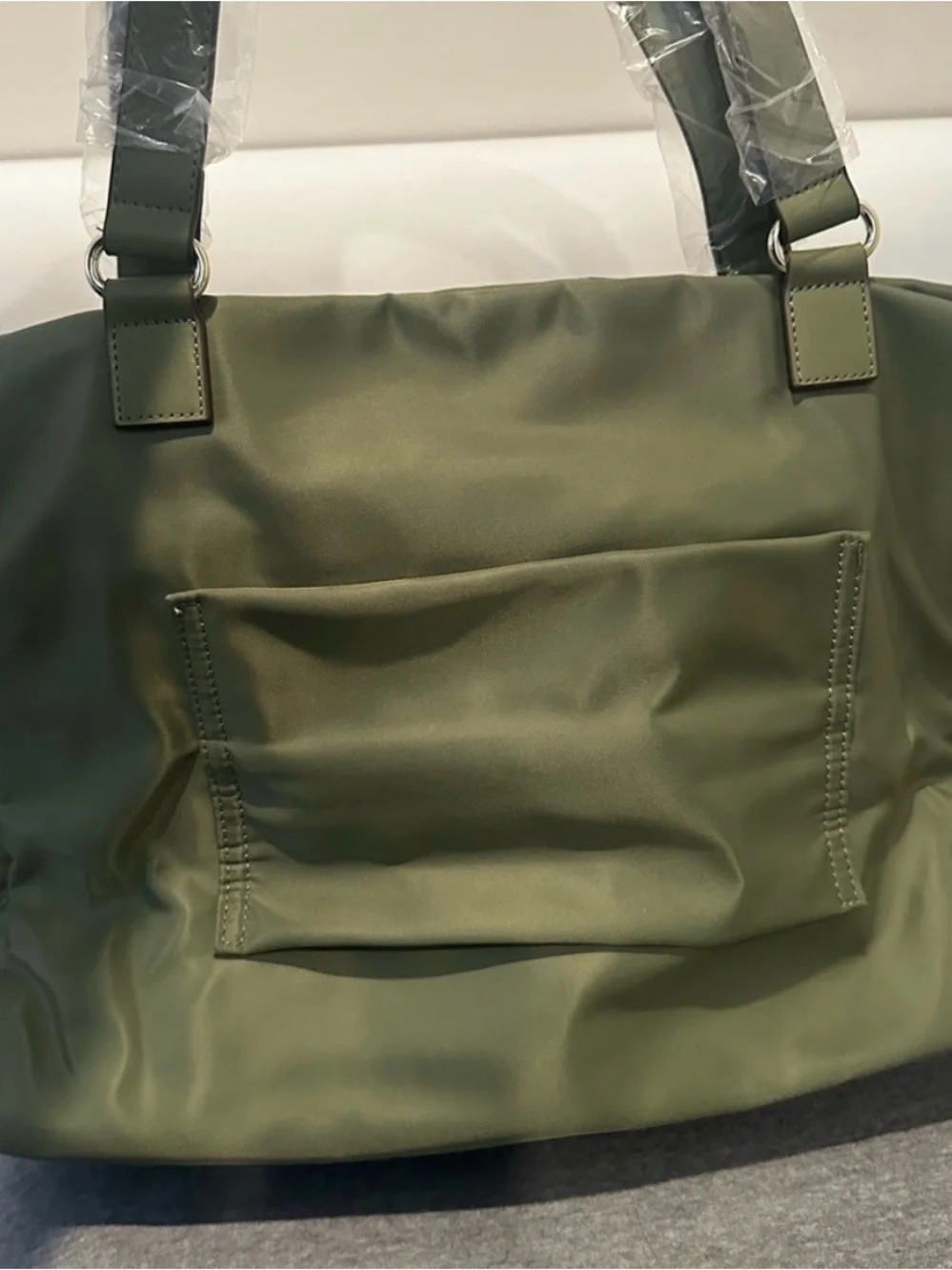 Olive Quilted Tote Bag for Men